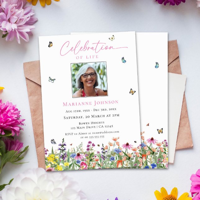 Invitation Célébration de vie florale moderne en mémoire  (Créateur téléchargé)