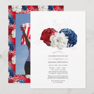 Invitation Célébration de vie florale patriotique américaine