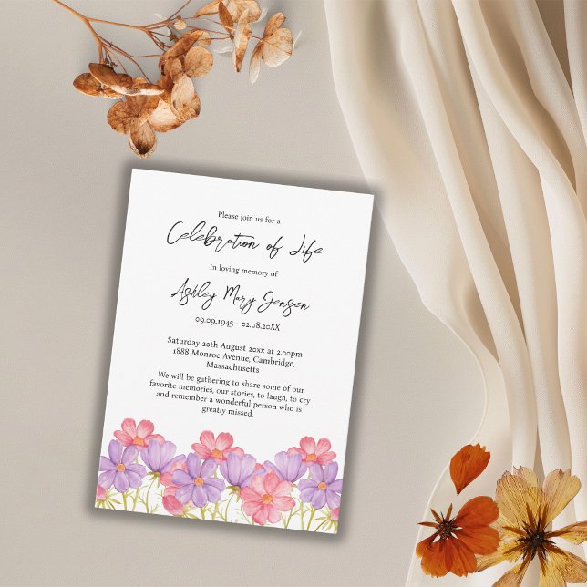 Invitation Célébration de vie funéraire Cosmos (Créateur téléchargé)