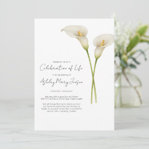 Invitation Célébration de vie funéraire du calla lily