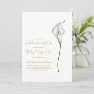 Invitation Célébration de vie funéraire du lys calla