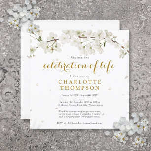 Invitation Célébration de vie funéraire florale Fleur de Blan