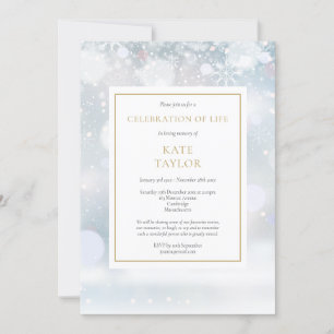 Invitation Célébration de vie funéraire photo de flocons de n