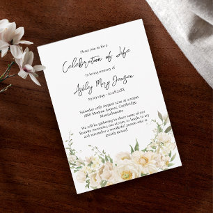 Invitation Célébration de vie funéraire White Rose