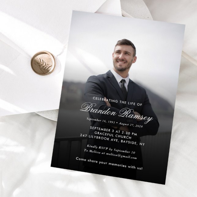 Invitation Célébration de vie moderne avec photo Mémorial de  (Créateur téléchargé)