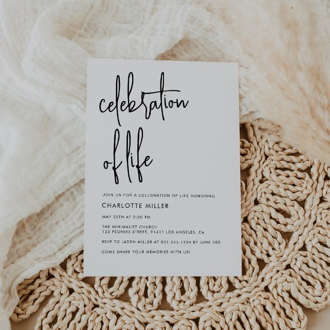 Invitation Célébration De Vie Moderne Boho Simple Script  (Créateur téléchargé)