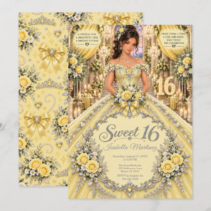 Invitation Célébration des 16 ans douce jaune