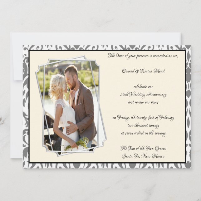 Invitation Célébration des 25 ans d'anniversaire de mariage (Devant)