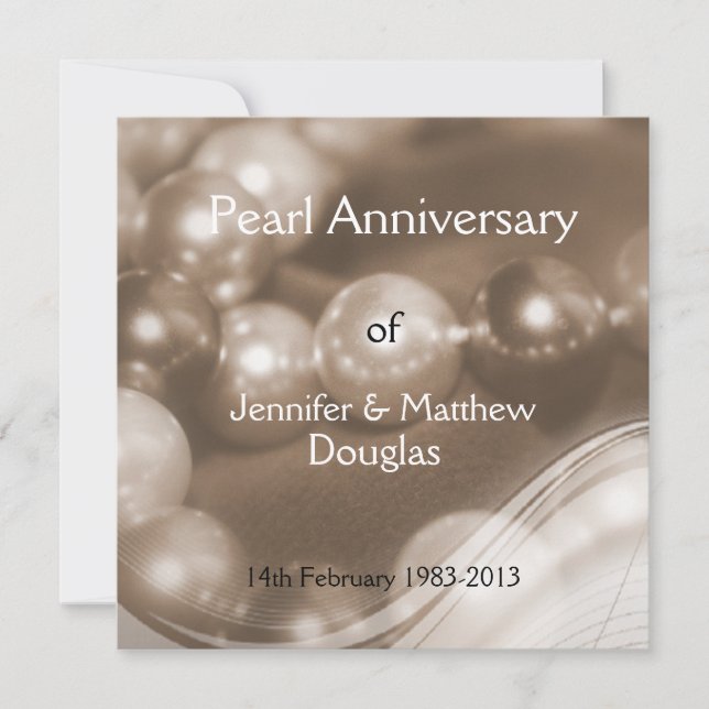 Invitation Célébration des 30 ans de mariage de perle © (Devant)
