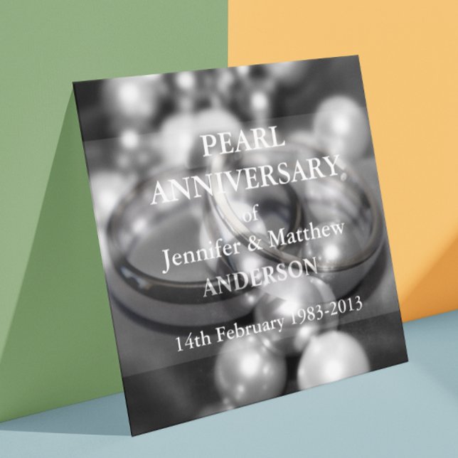 Invitation Célébration des 30 ans de mariage perle (N&B) (Créateur téléchargé)