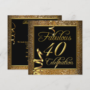 Invitation Célébration des 40 ans Fabulueux Fête d'anniversai