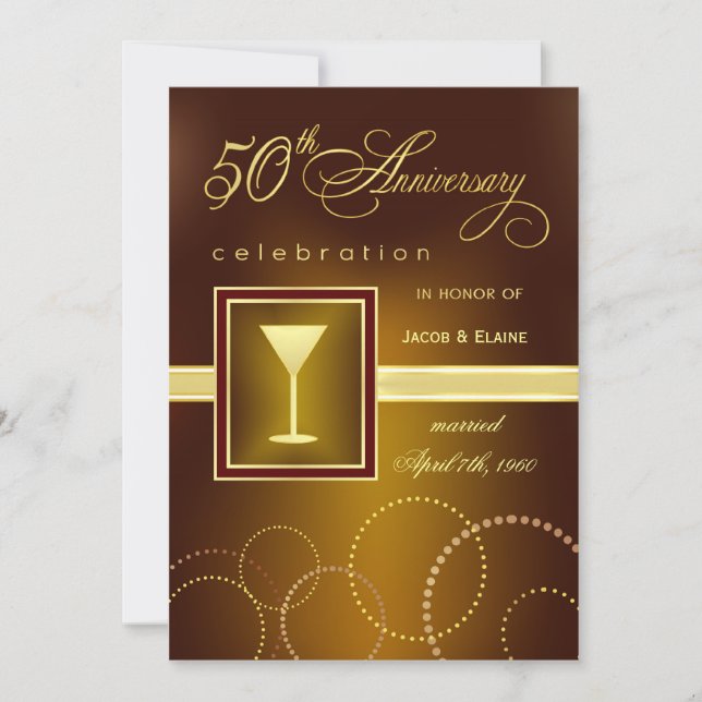 Invitation Célébration des 50 ans de mariage - Moderne (Devant)