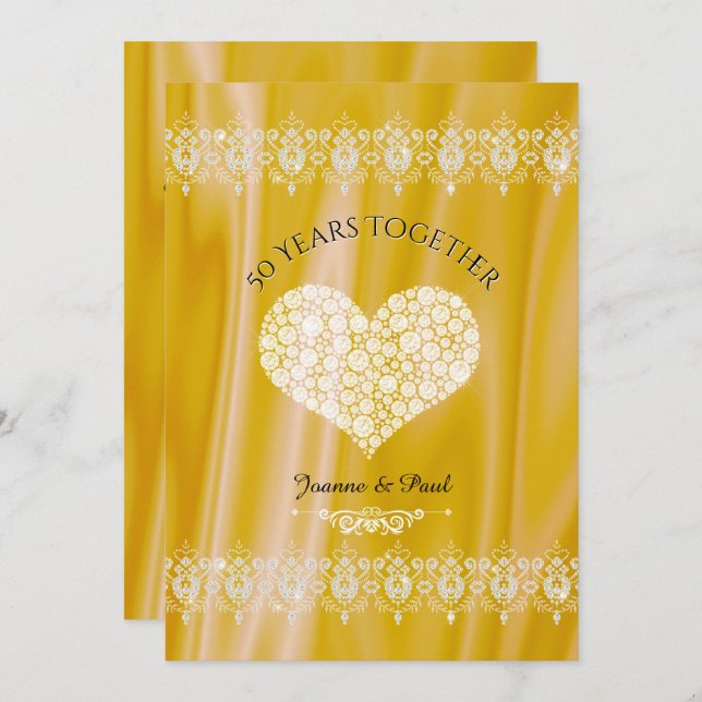 Invitation Célébration des 50 ans de mariage Or Diamants (Devant / Derrière)