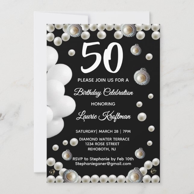 Invitation Célébration des 50 ans de Pearl (Devant)