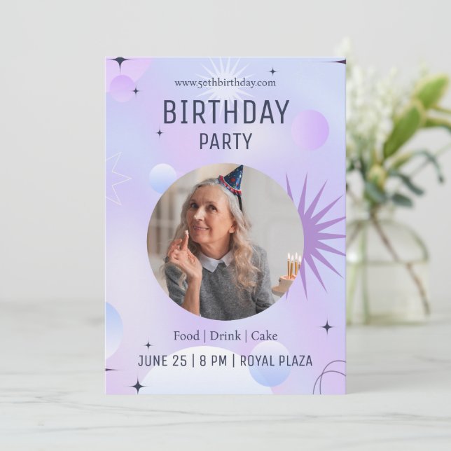 Invitation Célébration des 50 ans, Photo 50e anniversaire  (Debout devant)