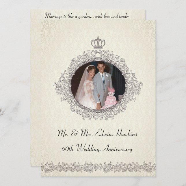 Invitation Célébration des 60 ans de style victorien (Devant / Derrière)