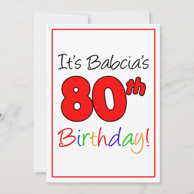 Invitation Célébration des 80 ans de Babcia (Devant)