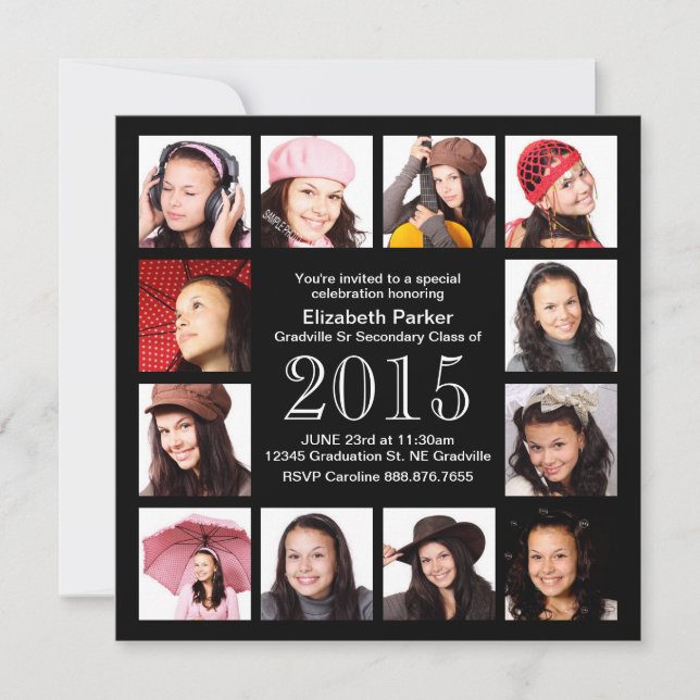 Invitation Célébration des diplômes avec 12 photos (Devant)