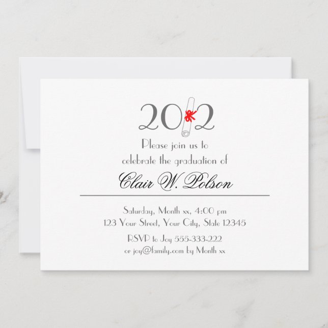 Invitation Célébration des diplômes en 2012 (Devant)