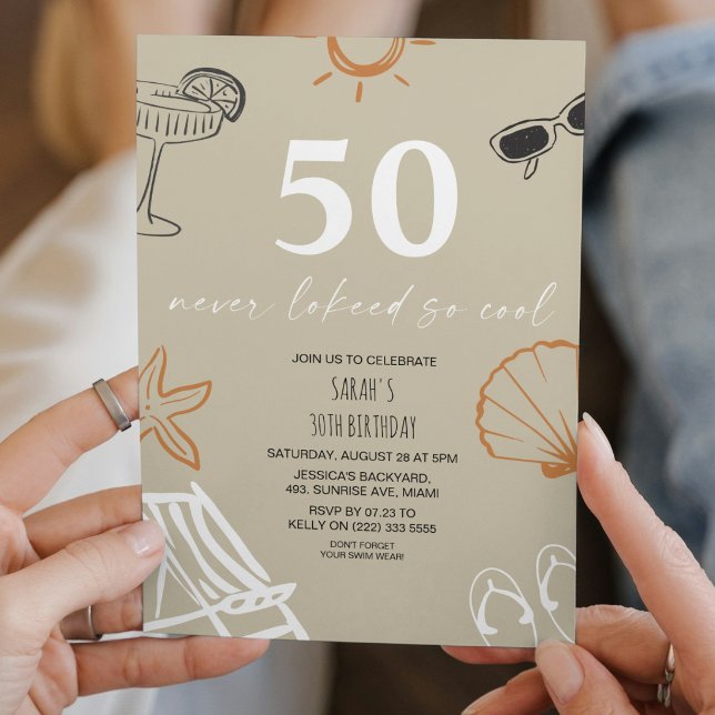 Invitation Célébration d'été Fête d'anniversaire 50 ans  (Créateur téléchargé)