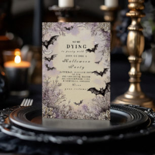 Invitation Célébration d'Halloween Chauves-souris et Étoiles