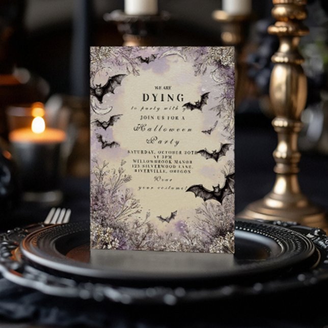 Invitation Célébration d'Halloween Chauves-souris et Étoiles  (Créateur téléchargé)