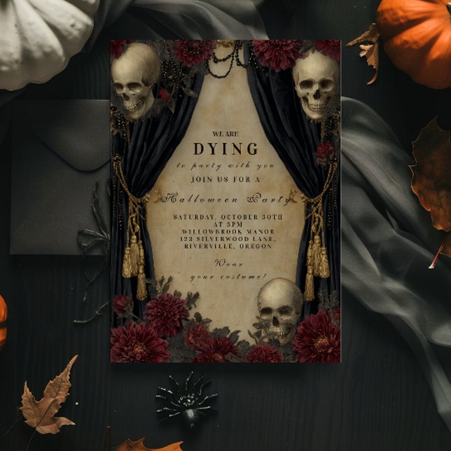 Invitation Célébration d'Halloween crâne vintage sombre (Créateur téléchargé)