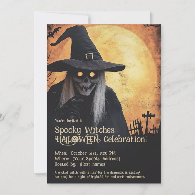 Invitation Célébration d'Halloween des sorcières effrayantes (Devant)
