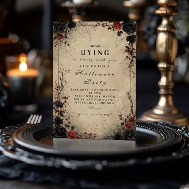 Invitation Célébration d'Halloween Toile d'Araignée Rose Goth (Créateur téléchargé)