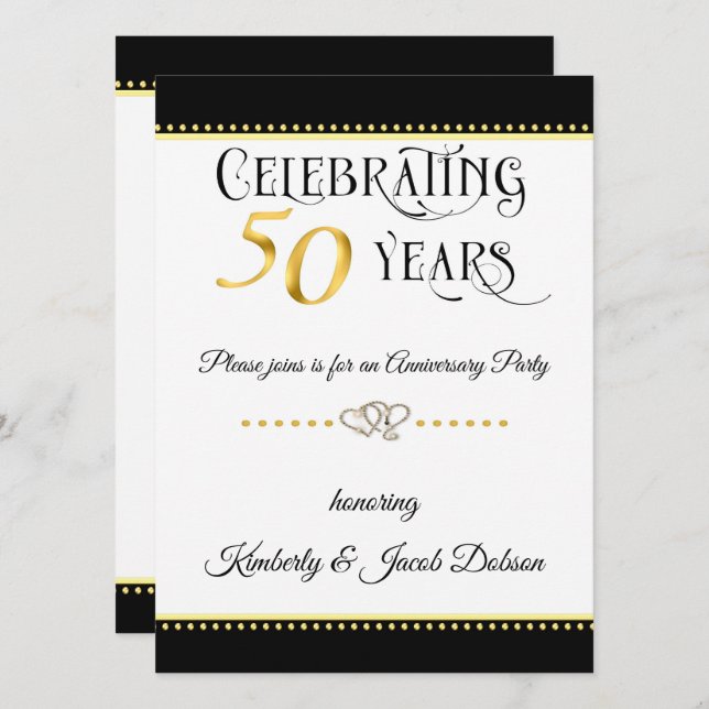 Invitation Célébration d'or du 50e anniversaire (Devant / Derrière)