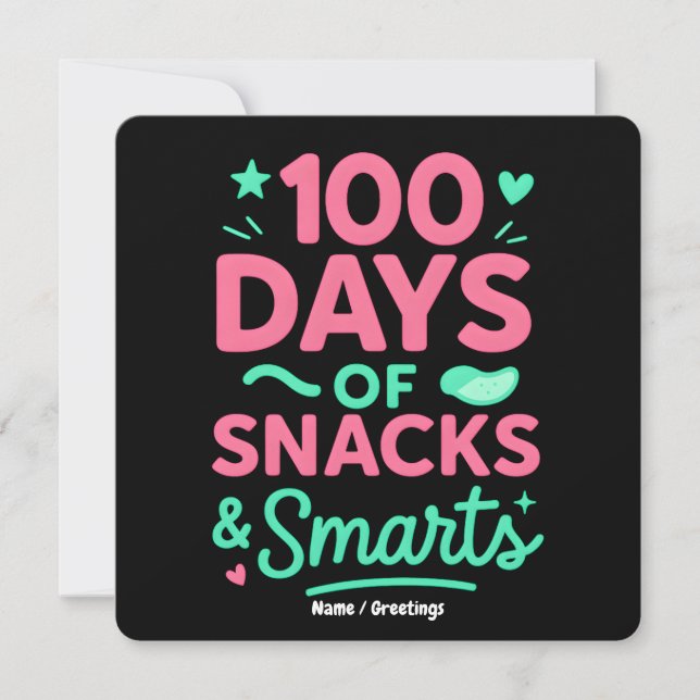 Invitation Célébration drôle des 100 jours d'école Art Snacks (Devant)