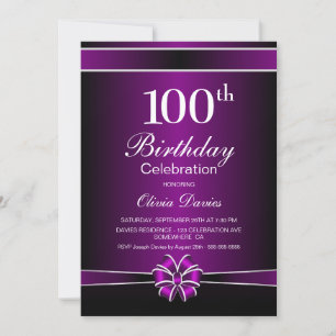 Invitation Célébration du 100e anniversaire de Black and Purp