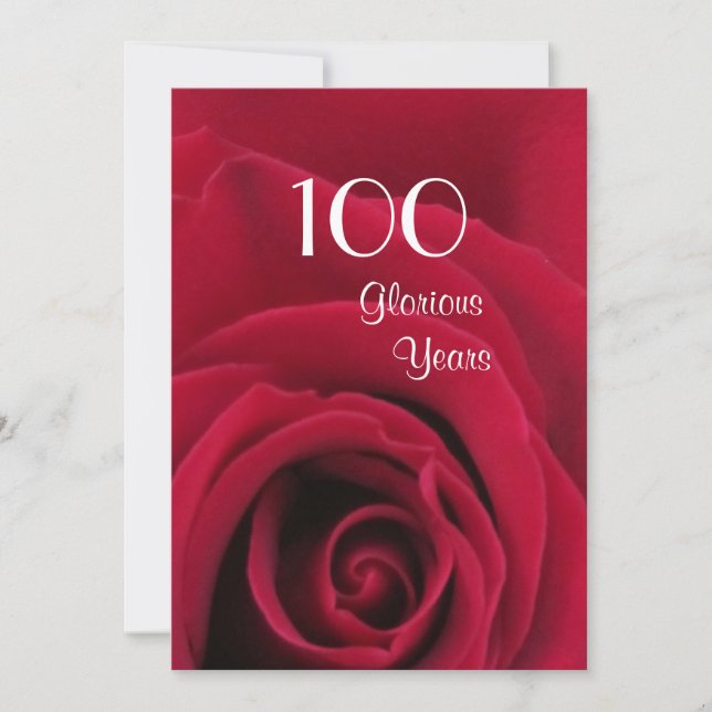Invitation Célébration du 100e anniversaire !-Rose rouge prof (Devant)