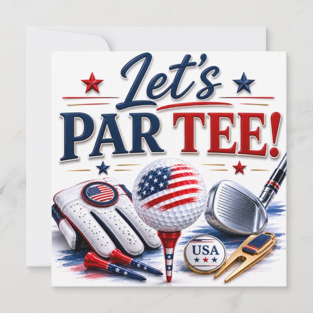 Invitation Célébration du 14 juillet pour golfeur  (Devant)