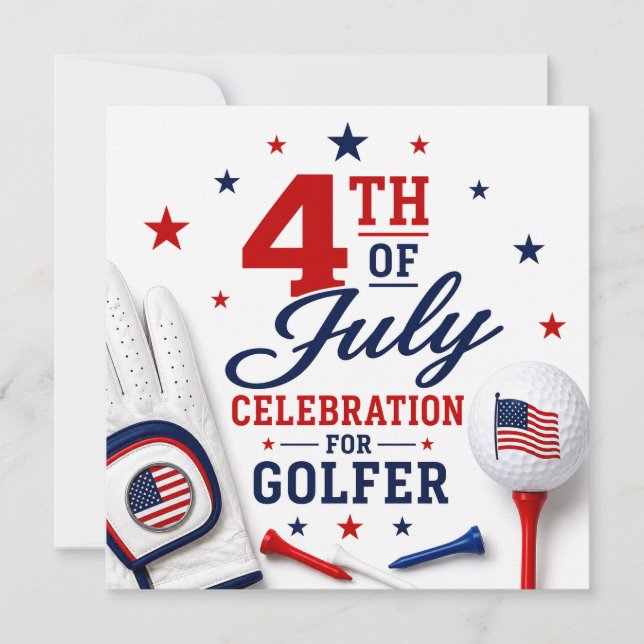Invitation Célébration du 14 juillet pour golfeur  (Devant)