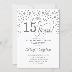 Invitation Célébration du 15e anniversaire - Blanc argenté