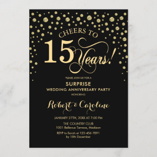 Invitation Célébration du 15e anniversaire de Surprise - L'or
