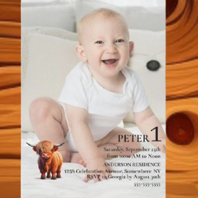 Invitation Célébration du 1er anniversaire spécial de garçon (Celebrate your little one's milestone with our adorable Boy Cow 1st Birthday Invitation)