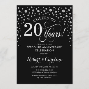 Invitation Célébration du 20e Anniversaire - Noir Argenté