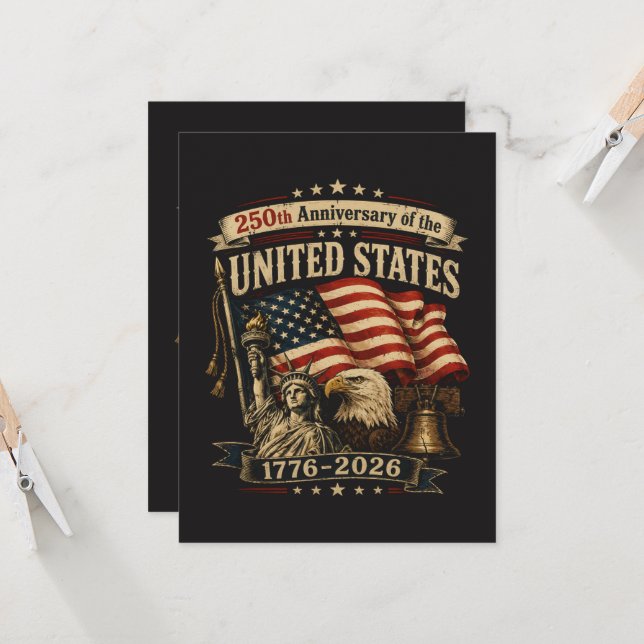 Invitation Célébration du 250e anniversaire des États-Unis (Devant/Arrière en situation)