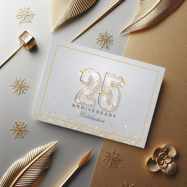Invitation Célébration du 25e anniversaire de l'argent et de  (Silver and Gold 25th Anniversary Celebration Invitation)