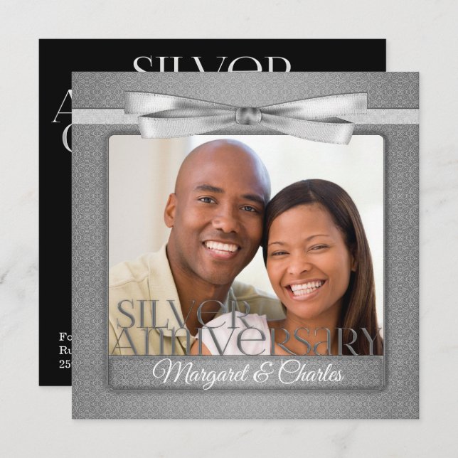 Invitation Célébration du 25e anniversaire de mariage avec ph (Devant / Derrière)