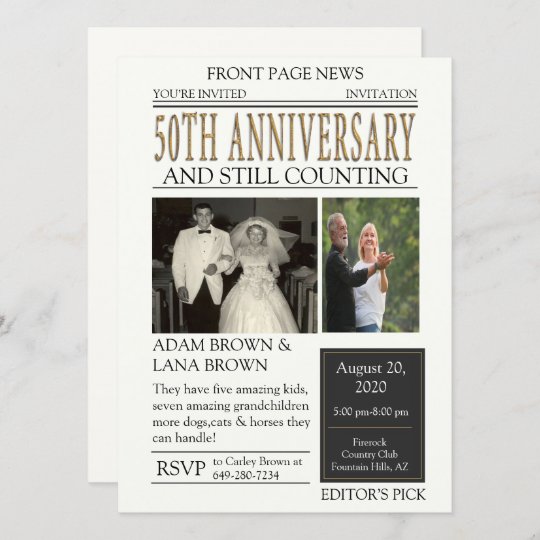 Invitation Celebration Du 50e Anniversaire Du Journal Zazzle Fr