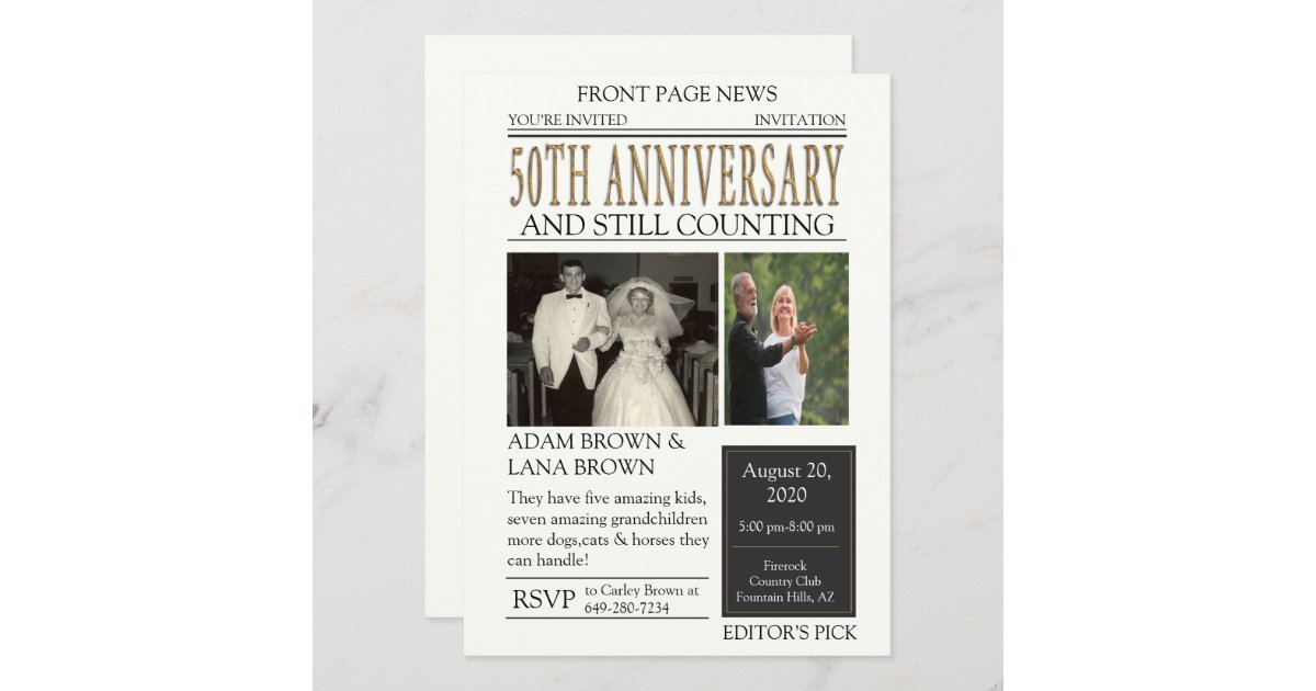 Invitation Celebration Du 50e Anniversaire Du Journal Zazzle Fr