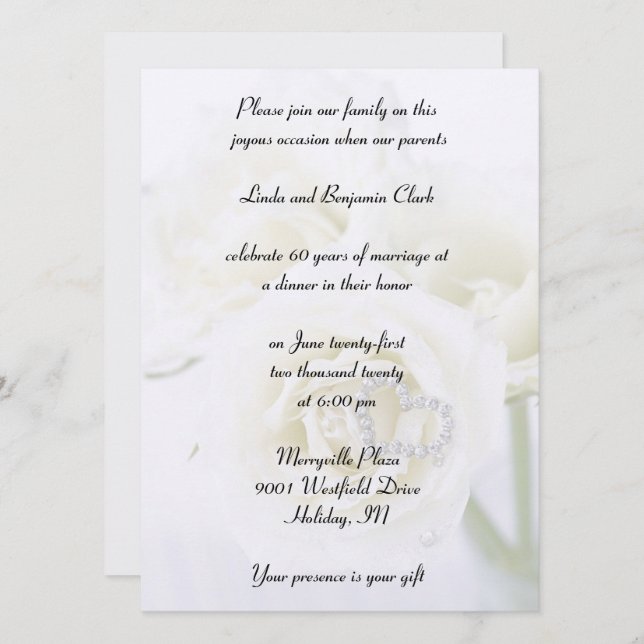 Invitation Célébration du 60e anniversaire de diamant (Devant / Derrière)