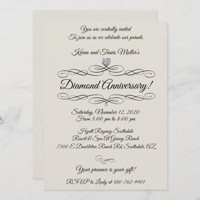 Invitation Célébration du 60e anniversaire de Diamond (Devant / Derrière)
