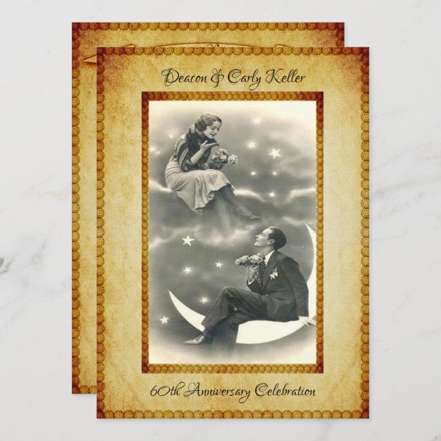 Invitation Célébration du 60e anniversaire de mariage (Devant / Derrière)