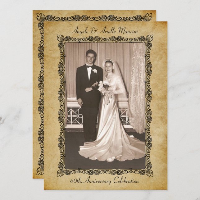 Invitation Célébration du 60e anniversaire de mariage (Devant / Derrière)