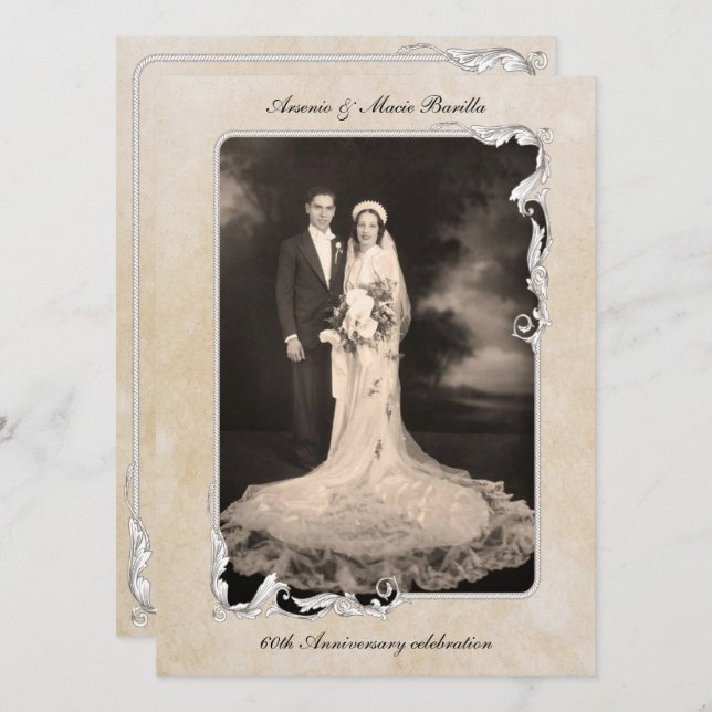 Invitation Célébration du 60e anniversaire de mariage (Devant / Derrière)