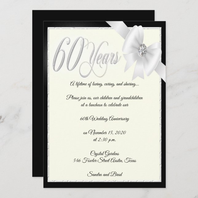 Invitation Célébration du 60e anniversaire Elegant Diamond (Devant / Derrière)